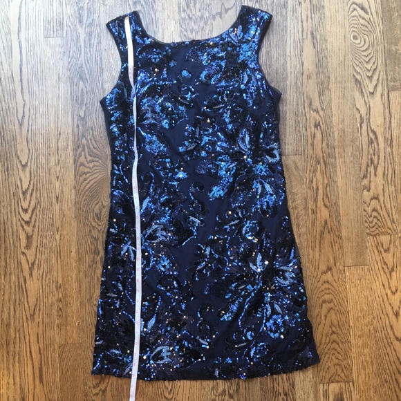 NWT WHBM Navy Blue Sequin Shirt Dress - Picture 3 of 5